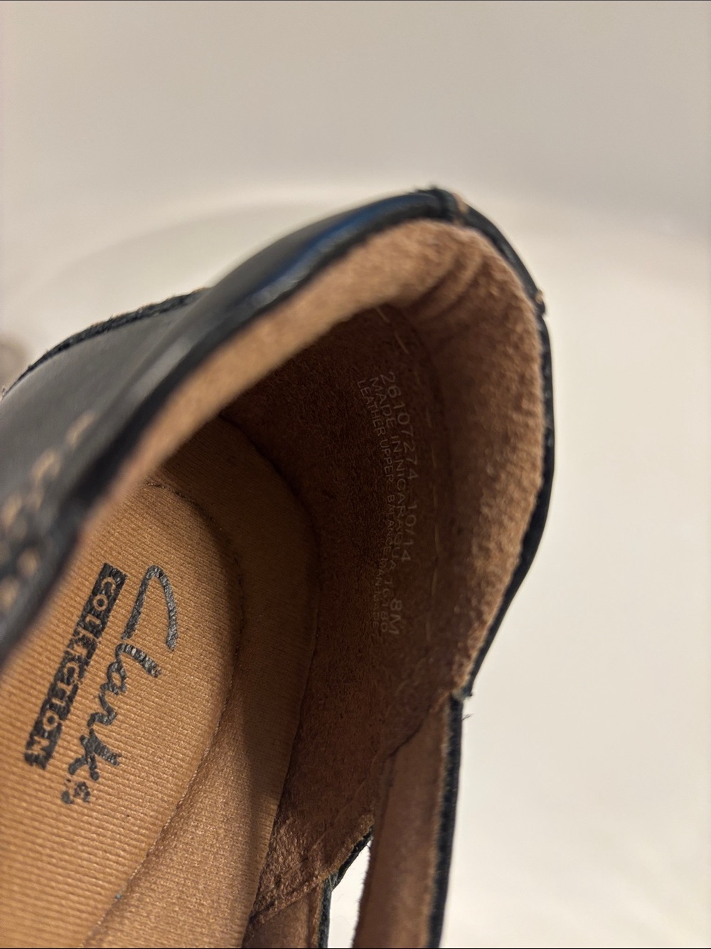 Clarks Black Leather Mary Jane Flats with Contrast Stitching - Picture 8 of 8